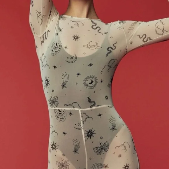 NWT Frederick’s of Hollywood x Forever 21 Sheer Celestial Bodysuit | Large - Picture 2 of 9